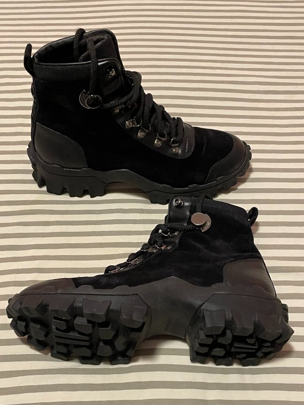 MONCLER Helis black suede hiking ankle boots EU 37.5